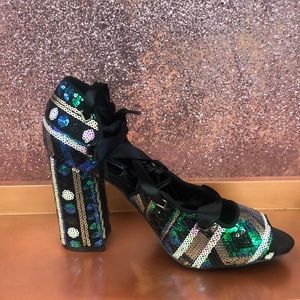 Sequined Sandal Heels